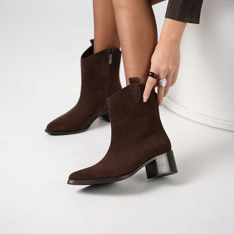 Western Acı Kahve Süet Kadın Bot – Sıcak Astarli | 22.5 Cm Bot Boyu | 5.5 Cm Topuk | Tpu Taban - 2