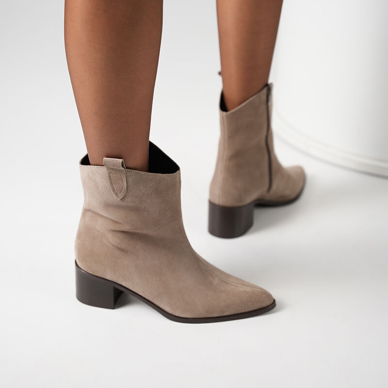 Western Vizon Süet Kadın Bot – Sıcak Astarli | 22.5 Cm Bot Boyu | 5.5 Cm Topuk | Tpu Taban - 3