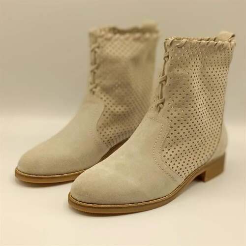 Yazlık Bej Süet Zımbalı Kadın Bot - 7